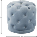 Meridian Harper Sky Blue Velvet Ottoman/Stool IMAGE 3