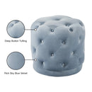 Meridian Harper Sky Blue Velvet Ottoman/Stool IMAGE 4