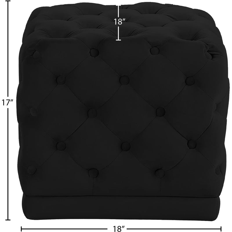 Meridian Stella Black Velvet Ottoman/Stool IMAGE 3