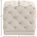 Meridian Stella Cream Velvet Ottoman/Stool IMAGE 3