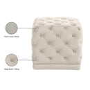Meridian Stella Cream Velvet Ottoman/Stool IMAGE 4