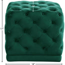 Meridian Stella Green Velvet Ottoman/Stool IMAGE 3