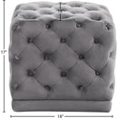Meridian Stella Grey Velvet Ottoman/Stool IMAGE 3