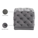 Meridian Stella Grey Velvet Ottoman/Stool IMAGE 4