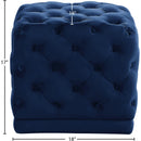 Meridian Stella Navy Velvet Ottoman/Stool IMAGE 3