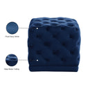 Meridian Stella Navy Velvet Ottoman/Stool IMAGE 4