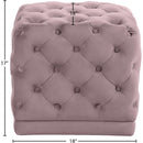 Meridian Stella Pink Velvet Ottoman/Stool IMAGE 3