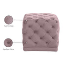 Meridian Stella Pink Velvet Ottoman/Stool IMAGE 4