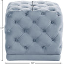 Meridian Stella Sky Blue Velvet Ottoman/Stool IMAGE 3
