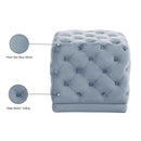 Meridian Stella Sky Blue Velvet Ottoman/Stool IMAGE 4