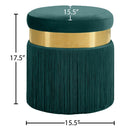 Meridian Yasmine Green Velvet Ottoman/Stool IMAGE 3