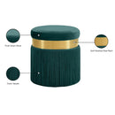 Meridian Yasmine Green Velvet Ottoman/Stool IMAGE 4