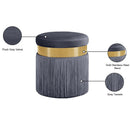 Meridian Yasmine Grey Velvet Ottoman/Stool IMAGE 4