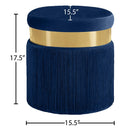 Meridian Yasmine Navy Velvet Ottoman/Stool IMAGE 3