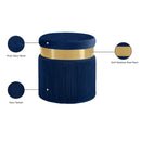 Meridian Yasmine Navy Velvet Ottoman/Stool IMAGE 4
