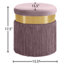 Meridian Yasmine Pink Velvet Ottoman/Stool IMAGE 3