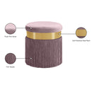 Meridian Yasmine Pink Velvet Ottoman/Stool IMAGE 4