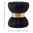 Meridian Vino Black Velvet Ottoman/Stool IMAGE 3