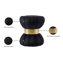 Meridian Vino Black Velvet Ottoman/Stool IMAGE 4