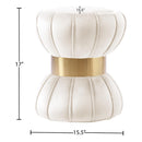 Meridian Vino Cream Velvet Ottoman/Stool IMAGE 3