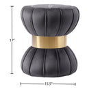Meridian Vino Grey Velvet Ottoman/Stool IMAGE 3