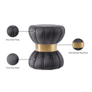 Meridian Vino Grey Velvet Ottoman/Stool IMAGE 4