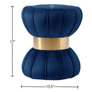 Meridian Vino Navy Velvet Ottoman/Stool IMAGE 3