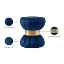 Meridian Vino Navy Velvet Ottoman/Stool IMAGE 4