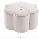 Meridian Daisy Cream Velvet Ottoman IMAGE 4
