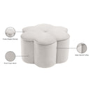 Meridian Daisy Cream Velvet Ottoman IMAGE 5