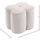Meridian Clover Cream Velvet Ottoman IMAGE 4