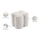 Meridian Clover Cream Velvet Ottoman IMAGE 5