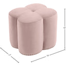 Meridian Clover Pink Velvet Ottoman IMAGE 4