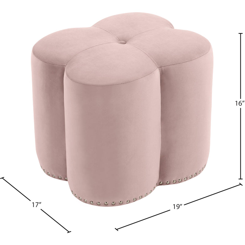 Meridian Clover Pink Velvet Ottoman IMAGE 4