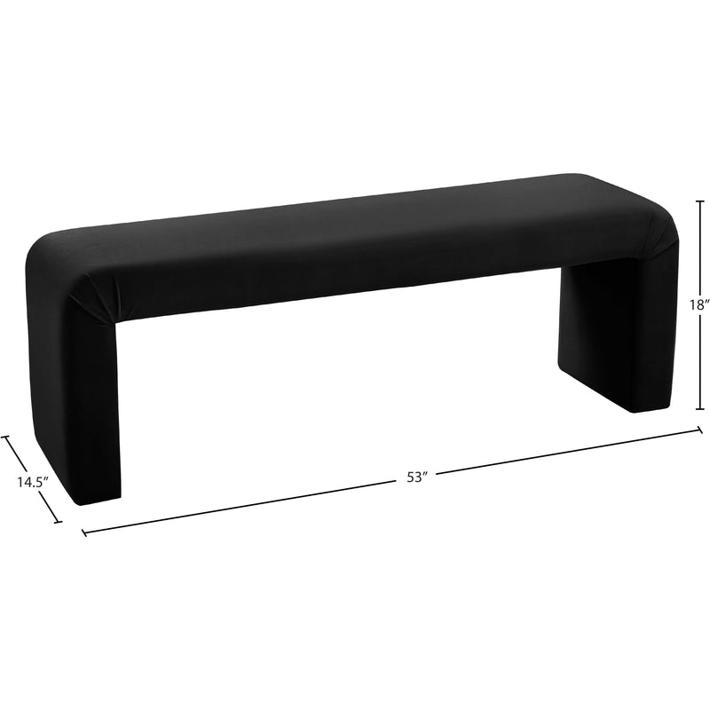 Meridian Minimalist Black Velvet Bench IMAGE 6