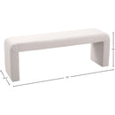 Meridian Minimalist Cream Velvet Bench IMAGE 6