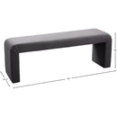 Meridian Minimalist Grey Velvet Bench IMAGE 6