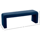Meridian Minimalist Navy Velvet Bench IMAGE 6