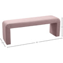 Meridian Minimalist Pink Velvet Bench IMAGE 6