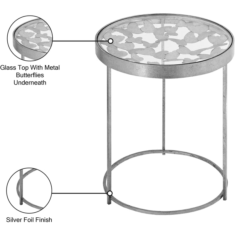 Meridian Butterfly Silver End Table IMAGE 8