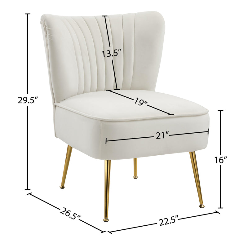 Meridian Tess Cream Velvet Accent Chair IMAGE 5