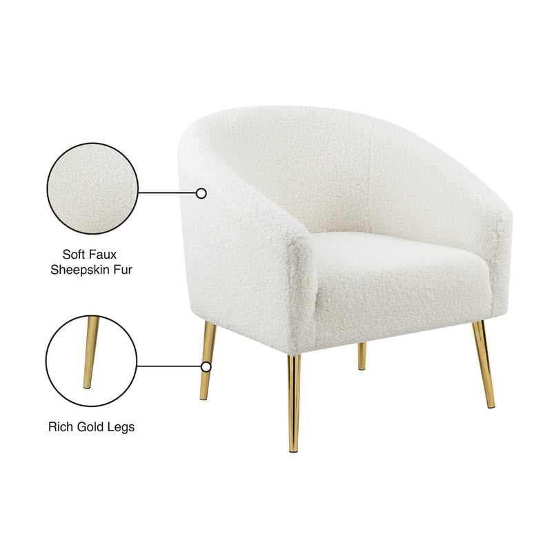 Meridian Barlow White Faux Sheepskin Fur Accent Chair IMAGE 9