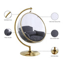 Meridian Luna Grey Fabric Acrylic Swing Bubble Accent Chair (2 Boxes) IMAGE 7