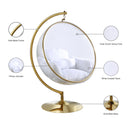 Meridian Luna White Fabric Acrylic Swing Bubble Accent Chair (2 Boxes) IMAGE 7