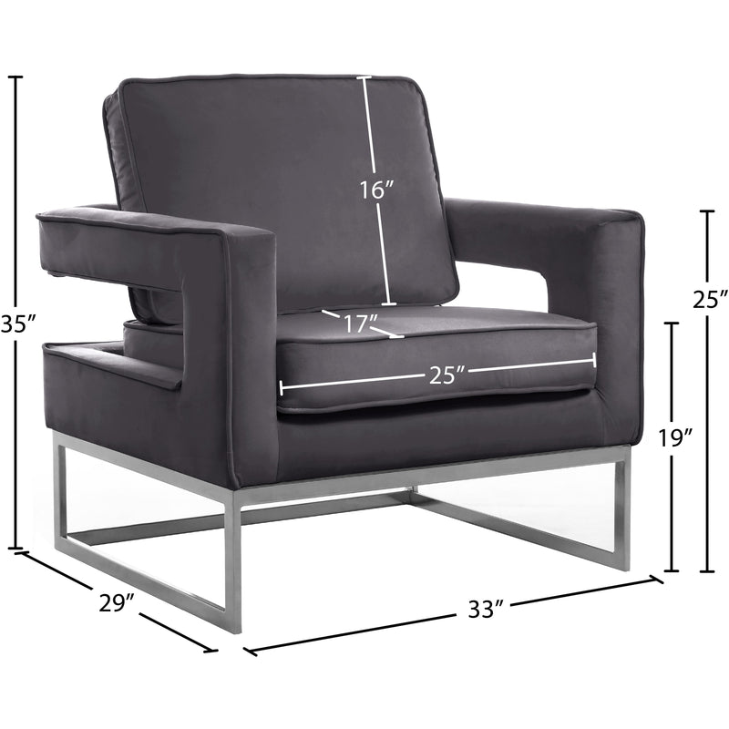 Meridian Noah Grey Velvet Accent Chair IMAGE 7