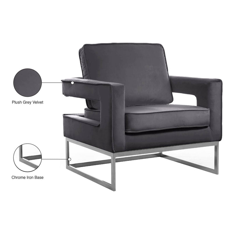 Meridian Noah Grey Velvet Accent Chair IMAGE 8