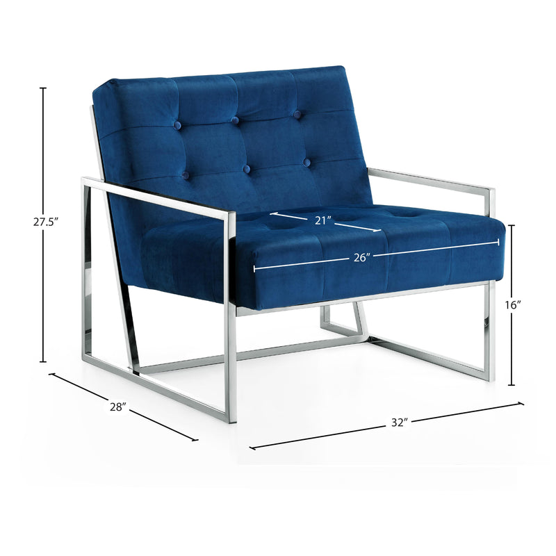 Meridian Alexis Navy Velvet Accent Chair IMAGE 6