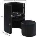 Meridian Selena Black Velvet Accent Chair and Ottoman Set IMAGE 6