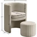 Meridian Selena Cream Velvet Accent Chair and Ottoman Set IMAGE 6