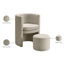 Meridian Selena Cream Velvet Accent Chair and Ottoman Set IMAGE 7
